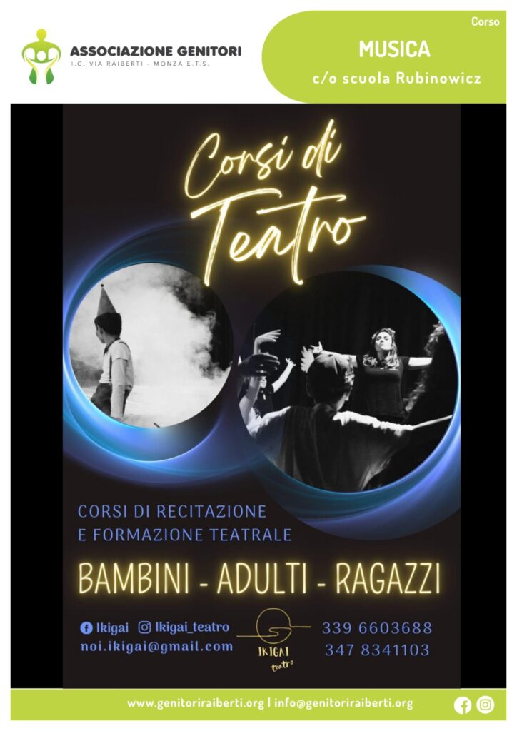 Teatro per bambini e ragazzi: ripartono i corsi IKIGAI alla Rubinowicz